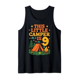 Tent Camping 9th Birthday This Little Camper is 9 Tank Top