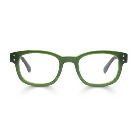 eyebobs Biff Premium Readers for Women and Men | Round Eye Glasses | Olive Green Front and Temples | 1.00
