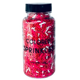 VALENTINES SPRINKLES /RED /PINK /WHITE - Gluten Free, Egg Free, Nuts Free, Kosher, Sprinkle Medley Mix, For Baking, Decorating, Cookies, Cupcakes, Cakes, Topping, Jimmies, Sugar Shapes, Sweetheart Sprinkles, Candy Pearls,