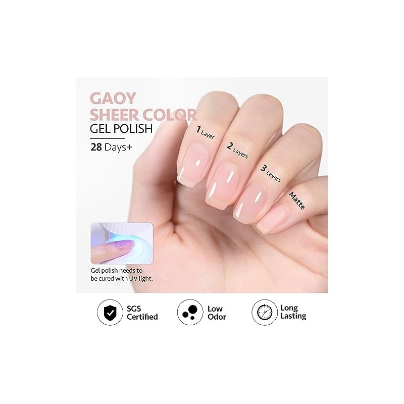 GAOY- Esmalte de uñas en gel nude Pink Jelly, esmalte