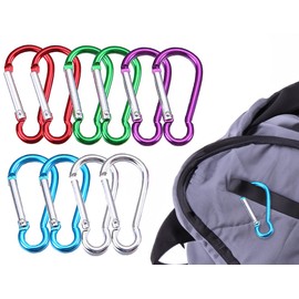 KAPSING Pack of 10 Mini Carabiner Hooks Key Ring Spring Key Carabiner Small for Camping Travel Hiking (3.5 x 40 mm, 5 Colours)