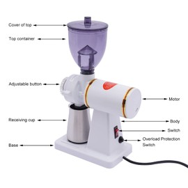 Electric Coffee Grinder, Coffee Bean Grinder, Small Automatic Stainless Steel Coffee Mill with 8 Grind Settings for Offices, Bars, Restaurants, Lounge Bars, Cafes Etc (White)