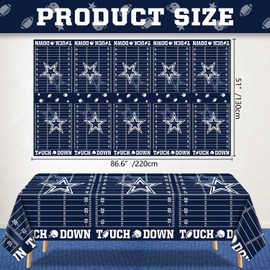 4 Pack Football Themed Tablecloths Disposable Plastic Football Table Cover Supplies Rectangular Game Day Tablecloth Football Field for Tailgate Football Decoration