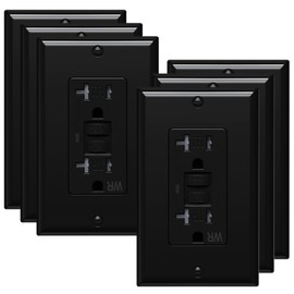 WEBANG 20 Amp GFCI Outlet, Tamper Resistant/Weather Resistant(WR) Receptacle, Self-Test Ground Fault Circuit Interrupter with LED Indicator, Wall Plates and Screws Included, UL Listed, Black, 6 Pack