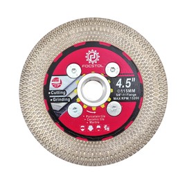 FOCSTOL Diamond Tile Saw Blade - 4.5''(115mm) Cutting and Grinding Disc Wheel with 5/8"-11 Flange for Porcelain Ceramic Tile Marble Granite Artificial Stone with X Mesh Rim for Angle Grinder