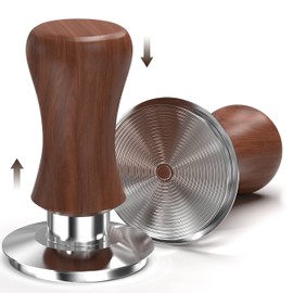 KYONANO 58.5mm Espresso Tamper, 30lb Spring-Loaded Calibrated Coffee Tamper, 304 Stainless Steel, Cuibourtia Wooden-Handle, Barista Tamper Suit for Over 58MM Espresso Portafilter