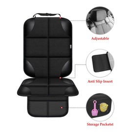 Meolsaek Car Seat Protector for Child Car Seat, Durable 600D Fabric Waterproof Car Seat Cover with Thick Pad Non-Slip Backing (No Imprints) (2 pcs -Black)