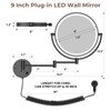 Rocollos 9" Plug-in Wall Mounted Lighted Makeup Mirror 1X/10X Magnification,