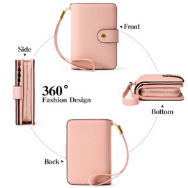 GAEKEAO Ladies Leather Purse RFID Blocking Women's Wallet Bifold Ladies Credit Card Wallet with Zip Around Coins Section Real Leather Purse