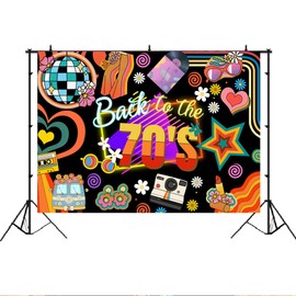 Lofaris Back to 70s Party Backdrop for Adults Disco Party Decorations 1970's Retro Disco Ball Let's Glow Crazy Neon Dance Night Photoshoot Photography Background Banner Party Decor for Supplies 7x5ft