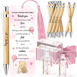 30 Sets Winnie Baby Shower Favors, Includes 30 Baby Shower Ballpoint Pens 30 Winnie Thank You Bookmarks 30 Organza Bags for Winnie Gender Reveal Gift Guest Prizes, The Pooh Baby Shower Gift for Guests