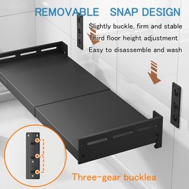 LEMYEF Stainless Steel Adjustable Wall Mount Shelf or Household Grade Wall Mount Shelf, Removable countertop, Stationary kit, Multifunctional Storage Rack(16"-25.5" Black)
