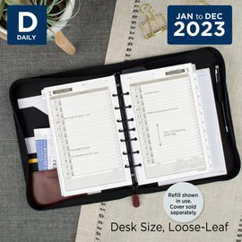AT-A-GLANCE 2023 Daily Planner Refill Hourly 12010 Daily Timer 5.7 x 8.5 Inches Size 4 Desk Size One Page per Day Loose Leaf Monthly Tabs (481-125)