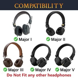 SOULWIT Replacement Ear Pads Cushions for Marshall Major I/II/III/IV/V ANC Bluetooth Wireless/Wired Headphones, for Marshall Major 1/2/3/4/5 Headset, Earpads with Soft Protein Leather - Dark Coffee