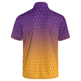 Men's Purple Yellow Golf Polo Shirt Dry Fit Golf Polo Shirt Performance Polo Shirt Golf Apparel for Men Moisture Wicking Golf Shirt L