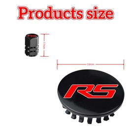 4PCS RS 59mm Hub Cap Wheel Cover Valve Cap Wheel Center Cap Hub Cover and 4PCS RS Tire Valve Caps Compatible with Camaro Equinox Cruze Malibu Trax 59mm (RS-1)