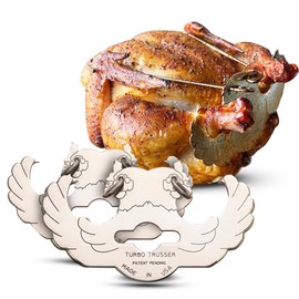 Turbo Trusser for Cornish Hen I Cooks Evenly & Makes Meat Juicier I Easy-to-Use Stainless Steel & Dishwasher Safe I for Ovens, Smokers, Roasters, Grills, Rotisseries, & Deep Fryers I 2 Pack