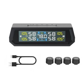 Tire Pressure Sensor, TPMS Air Pressure Monitor, Tire Pressure Temperature, Real-Time Monitoring, Vehicles, Vibration Sensor, Solar/USB Double Charging, Japanese Voice Alarm, IP67 Waterproof and