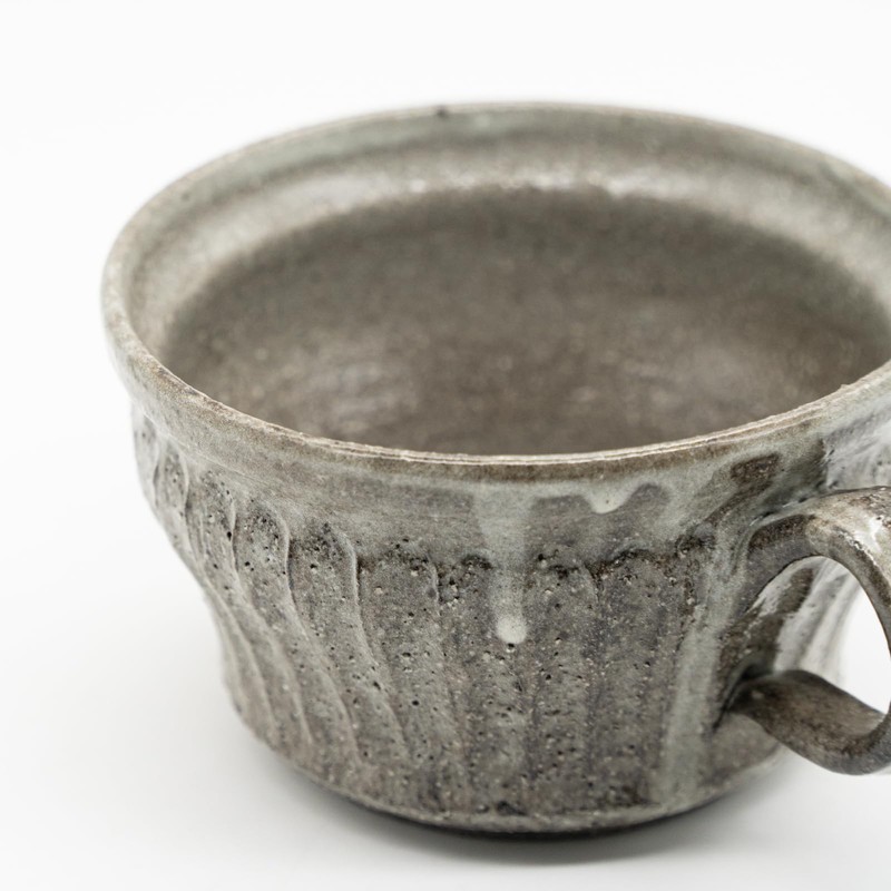 Marui MR-3-4415 Shigaraki Ware Loofah Soup Cup, Capacity Approx. 11.8