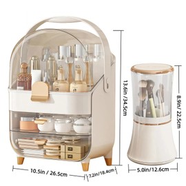 SFCOEABR Makeup Organizer Countertop, Make Up Organizers for Vanity & Skincare Organizers Makeup Brush Holder Bathroom Counter Teen Girl Gifts Trendy Stuff for Vanity/Dresser (White)