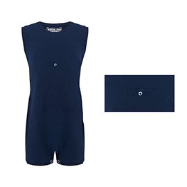 Kaycey Popper Vest Sleeveless Bodysuit With Crotch Snap Closure & Tube Access, Adaptive Clothing for Kids with Special Needs, Soft Cotton, Navy, 15-16 Years