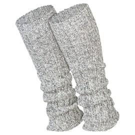 1 Pair of Women's Warm Leg Warmers in Wool Knitted, Silver Blend