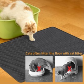 Large Silicone Cat Litter Mat, Silicone Non-Slip Waterproof Urineproof Cat Litter Trapping Catcher Mat, Cat Litter Box Mat, Cat Supplies & Accessories, Easy Clean Scatter Control (28x20 inch, Black)