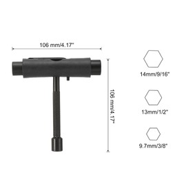 PATIKIL All-in-One Skating Tool Multi-functional Portable Skateboard T Tool Accessories with L Shape Cross Head Wrench Screwdriver for Roller Skating Black