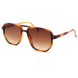 NULOOQ Retro Aviator Sunglasses for Women – Men Square 70s Vintage Trendy Sun Glasses UV400 Protection (Leopard Frame/Gradient Brown Lens)