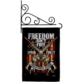 Angeleno Heritage Freedom Isn't Free Garden Flag Set Wall Holder Armed Forces Branches Support Honor United State American Military Veteran House Banner Small Yard Gift Double-Sided, Made in USA