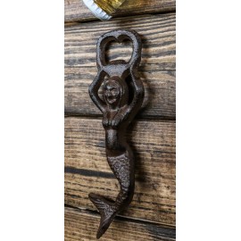 Ebros Gift Rustic Heavy Duty Cast Iron Nautical Siren Mermaid Beer Bottle Opener Set of 4