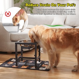 ADENGL 1.6 Gallon Elevated Dog Water Bowl for Large Dogs, 4-Height Adjustable (15–20'') Raised Stainless Steel Bowl with Spill-Proof Mat & Sturdy Metal Stand, Easy-Clean Feeder for Indoor/Outdoor Use