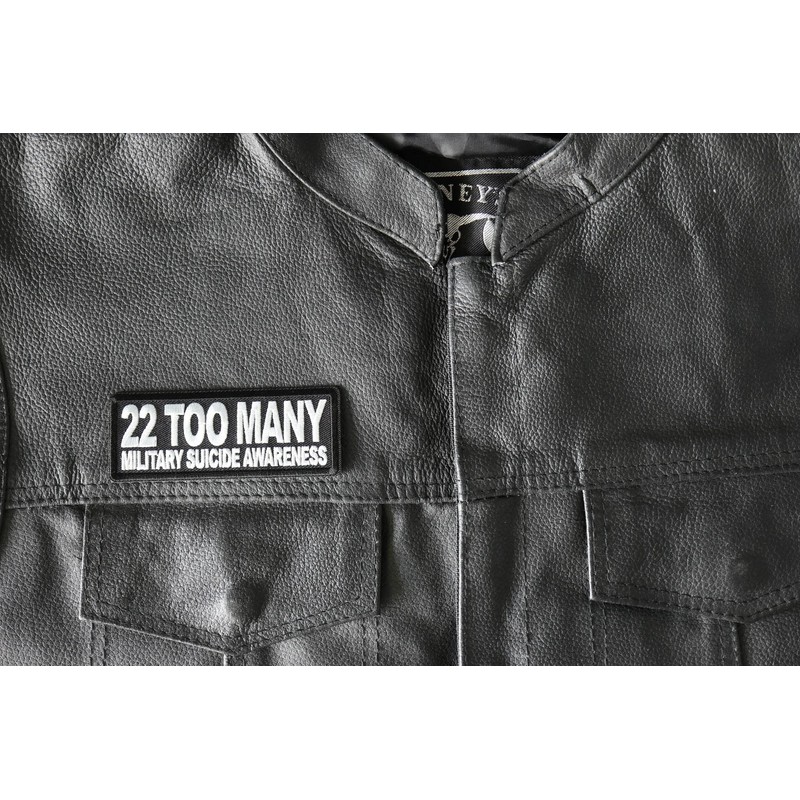 22 Too Many Military Suicide Awareness Patch, Patriotic Saying Patches