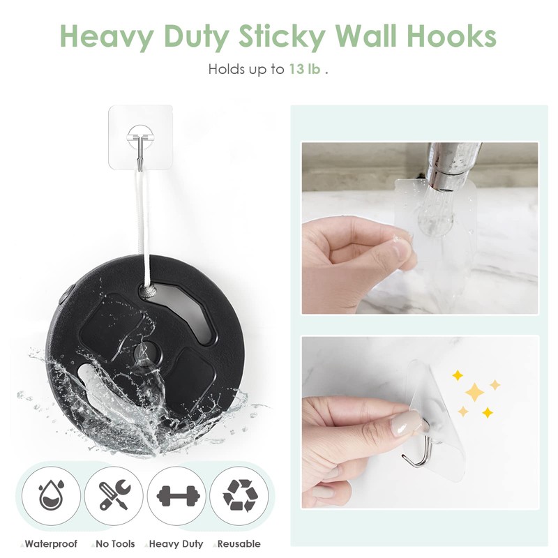 Lomrsiul Adhesive Wall Hooks for Hanging, Clear Removable Window Hooks