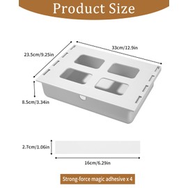 Cotepi Schublade unter Schreibtisch, Versteckte Schubladenbox, Selbstklebende Organizer, Selbstklebende Schublade, Versteckte Schubladenfach, Weiße Schreibtischschublade für Büro, Zuhause, Schule