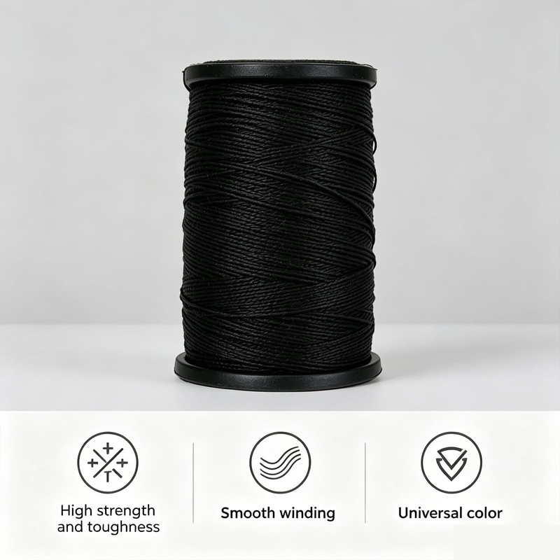 50M Black Nylon Sewing Thread Strong Bonded Heavy Duty for