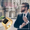 JewelryWe Jewellery Men's Ring Stainless Steel Glass Square Signet Ring