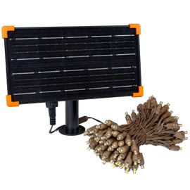 Novelty Lights 100 Light True Twinkle (100% Twinkle) Solar LED Christmas Mini Light Set, Warm White, Outdoor String Lights, Brown Wire, 44 Feet