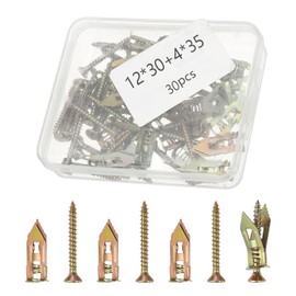PATIKIL Self Drilling Drywall Anchors with Screws, 30 Pcs Steel Anchors & 30 Pcs Screws Kit No Drill or Holes in Wall for Fixing TV Shelf Cabinet Curtains (0.47x1.19 Inch)