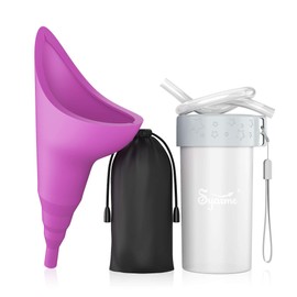 Urinella for Women, Portable Reusable Pee Aid for Women with Extension Tube, Suitable for Travel, Festivals, Camping, Traffic Jams etc. With Waterproof Bag and Cup (Purple)