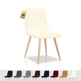 FIGOOO Chair Covers, Set of 4, Stretch Chair Covers, Scandinavian, Universal, Removable, Washable, Protective Covers for Kitchen Chairs, Hotel, Banquet (Beige, 4 Pieces)