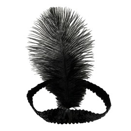 XKTEI 2pcs Feather Headdress,Sequins Headband,1920s Flapper Headpiece,Carnival Party Headwear,Costume for Gatsby Theme Party,Mardi Gras Feather Headband (Black-1)