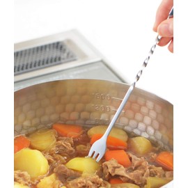 Yoshikawa YJ2779 Spoon Cooking Tasting Spoon & Fork, Silver, Total Length 9.5 x 0.7 inches (24.2 x 1.7 cm), Made in Japan