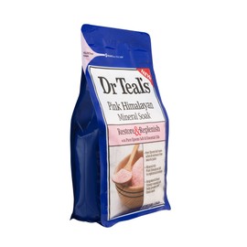 Dr Teal's Epsom Salt Soaking Solution, Restore & Replenish, Pink Himalayan Mineral Soak, 4 Count - 3lb Bags, 12lbs Total