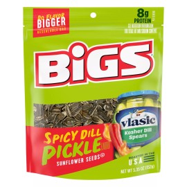 BIGS Vlasic Spicy Dill Pickle Flavored Sunflower Seeds, 5.35 oz. Bag (Pack of...
