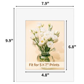 yeestone 10 Pack Picture Frame Mats, 8x10 Matted to 5x7 Photo Mats, Acid Free Picture Matting for Pictures Photos Watercolor Artwork (White)