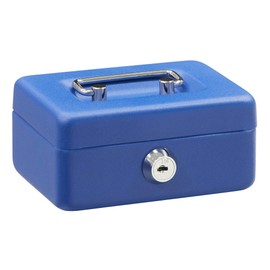 ARREGUI Elegant C9005 Steel Cash Box | Money Box | 12.5 cm Wide | Lockable Cash Till with Slot | Small Cash Box with Key | Cash Box | Blue