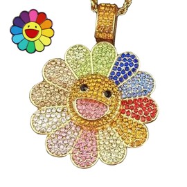 RMYSUM Sunflower Necklace Colorful Petal Smiley Face Takashi Murakami Inspirational Badge Brooch (Set of 2), Metal, Agate