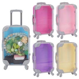 FINGERINSPIRE Pack of 5 Mini Suitcase Storage Boxes Made of Plastic 10.4 x 6.7 cm Inner Diameter Small Suitcase Party Gift Box Storage Box for Rings Jewellery Candy Boxes Made of Plastic