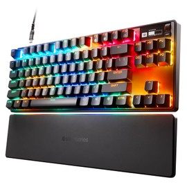 SteelSeries Apex Pro TKL 2023 World's Fastest Mechanical Gaming Keyboard - Adjustable Actuation - Esports Tenkeyless - OLED Screen - RGB - PBT Keycaps - USB-C (Renewed)